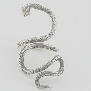 SNAKE ADJUSTABLE RING HANDMADE IN STERLING SILVER METAL SIZE 7 AND UP